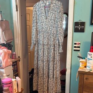 Floral Blue Maxi Dress Size Large